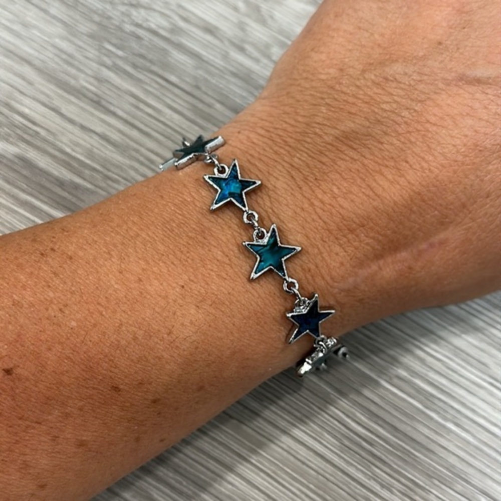 Women’s Girls Star Bracelet Blue Sea Glass